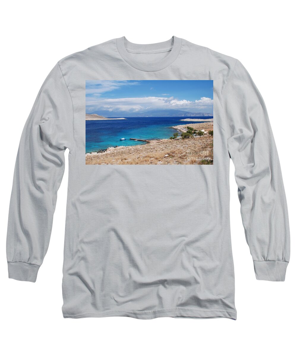 Halki Long Sleeve T-Shirt featuring the photograph Ftenagia beach on Halki by David Fowler