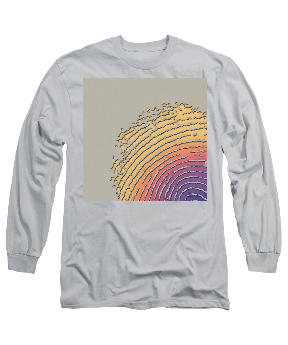 Inconsequential Beauty By Serge Averbukh Long Sleeve T-Shirt featuring the photograph Giant Iridescent Fingerprint on Beige by Serge Averbukh