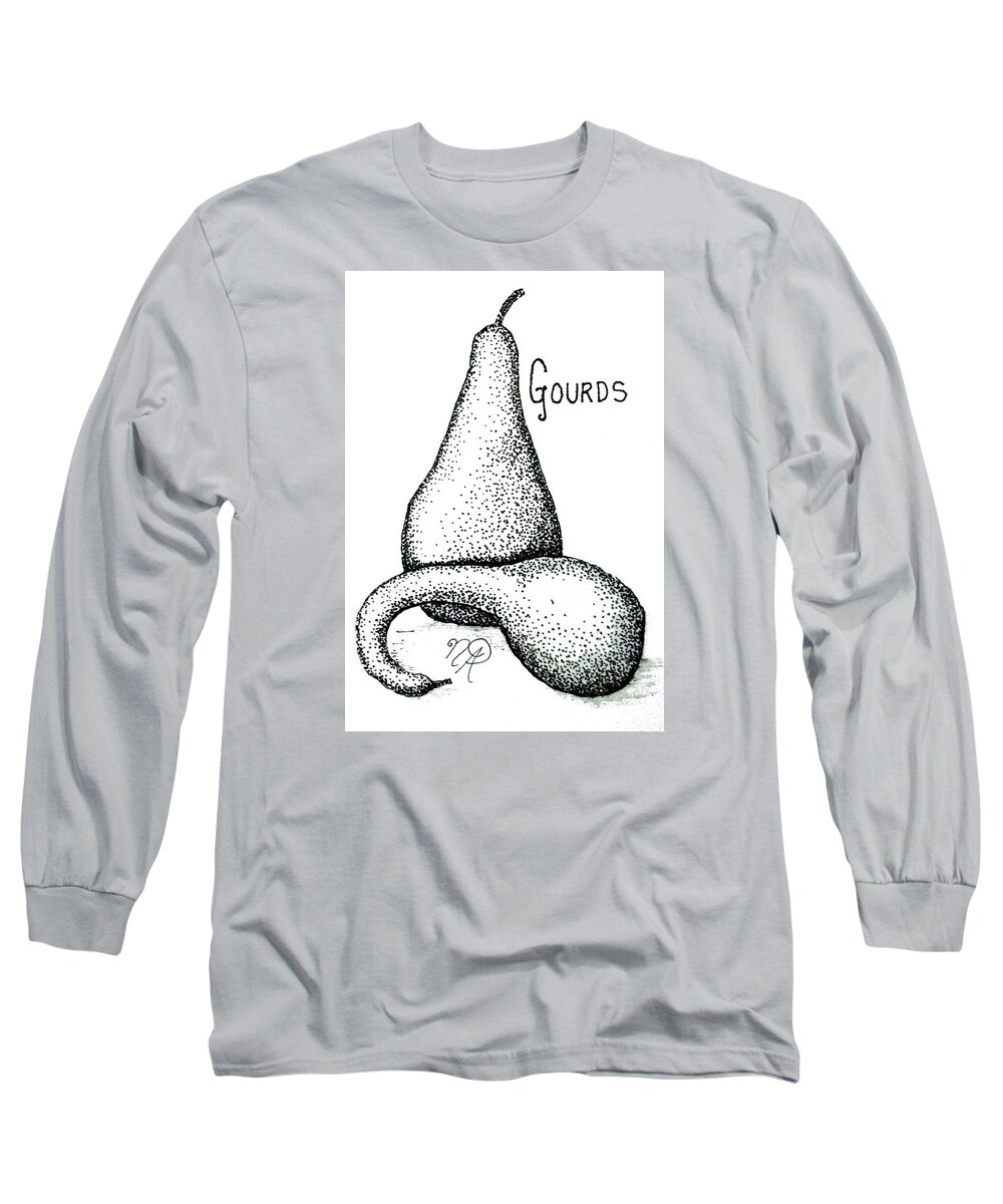 Gourd Long Sleeve T-Shirt featuring the drawing Glorious Gourds by Nicole Angell
