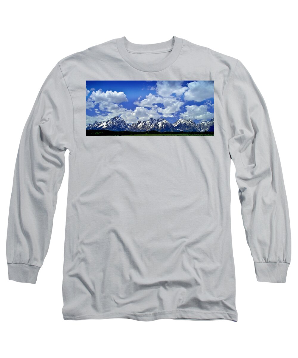 Grand Tetons Long Sleeve T-Shirt featuring the photograph Grand Tetons by Ellen Heaverlo