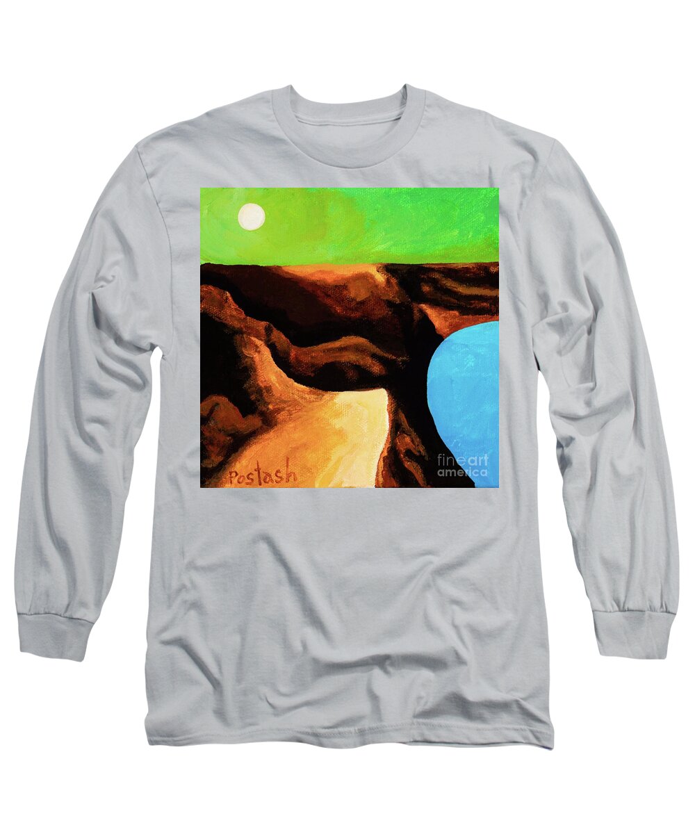 Landscape Long Sleeve T-Shirt featuring the painting Green Skies by Igor Postash