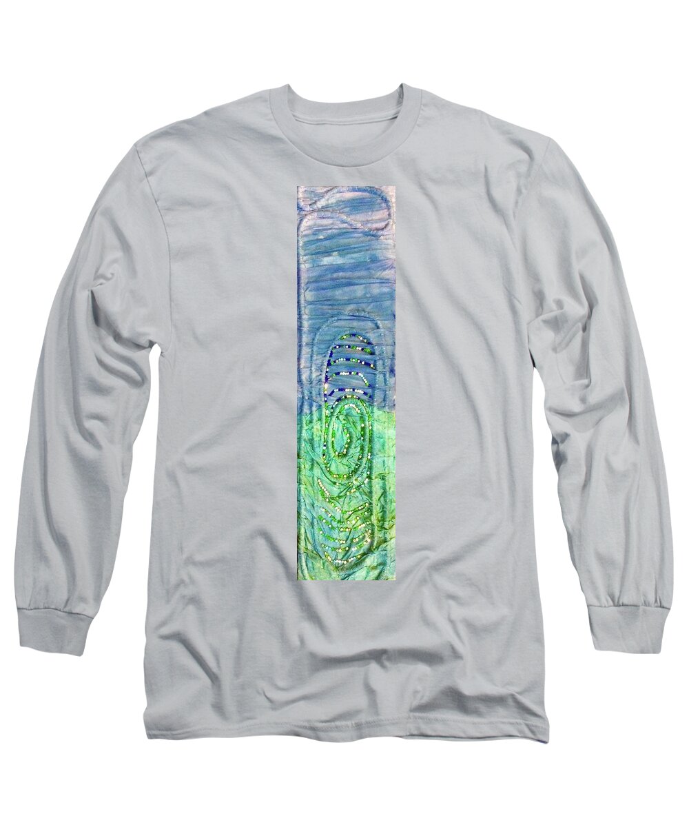 Aqua Long Sleeve T-Shirt featuring the tapestry - textile Gulf Stream Eddie by Kay Shaffer