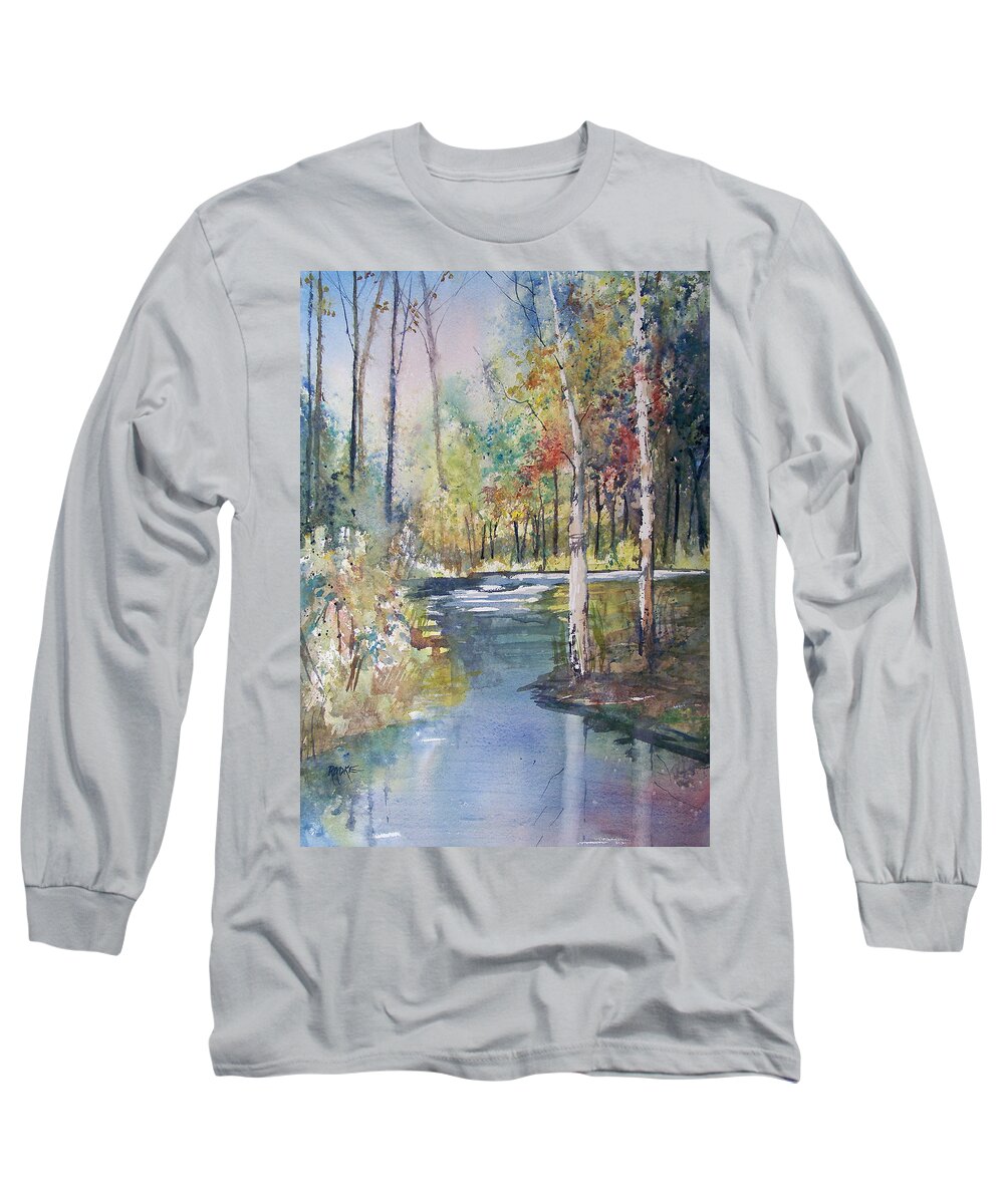 Ryan Radke Long Sleeve T-Shirt featuring the painting Hartman Creek Birches by Ryan Radke