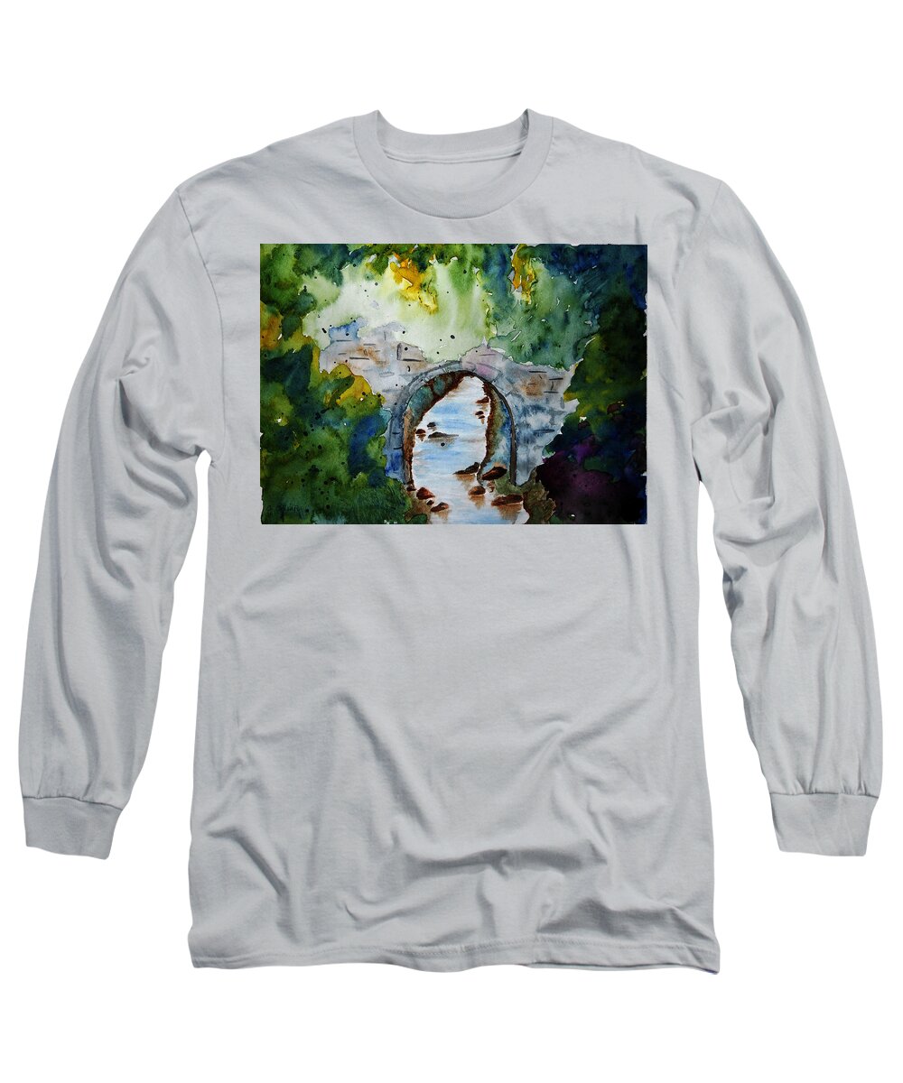 Watercolor Long Sleeve T-Shirt featuring the painting Hidden Tunnel by Carol Crisafi
