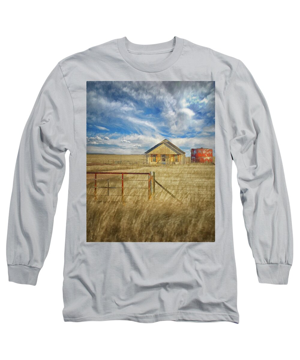 Out On The High Plains Of New Mexico Long Sleeve T-Shirt featuring the photograph High Lonesome Home by Jolynn Reed