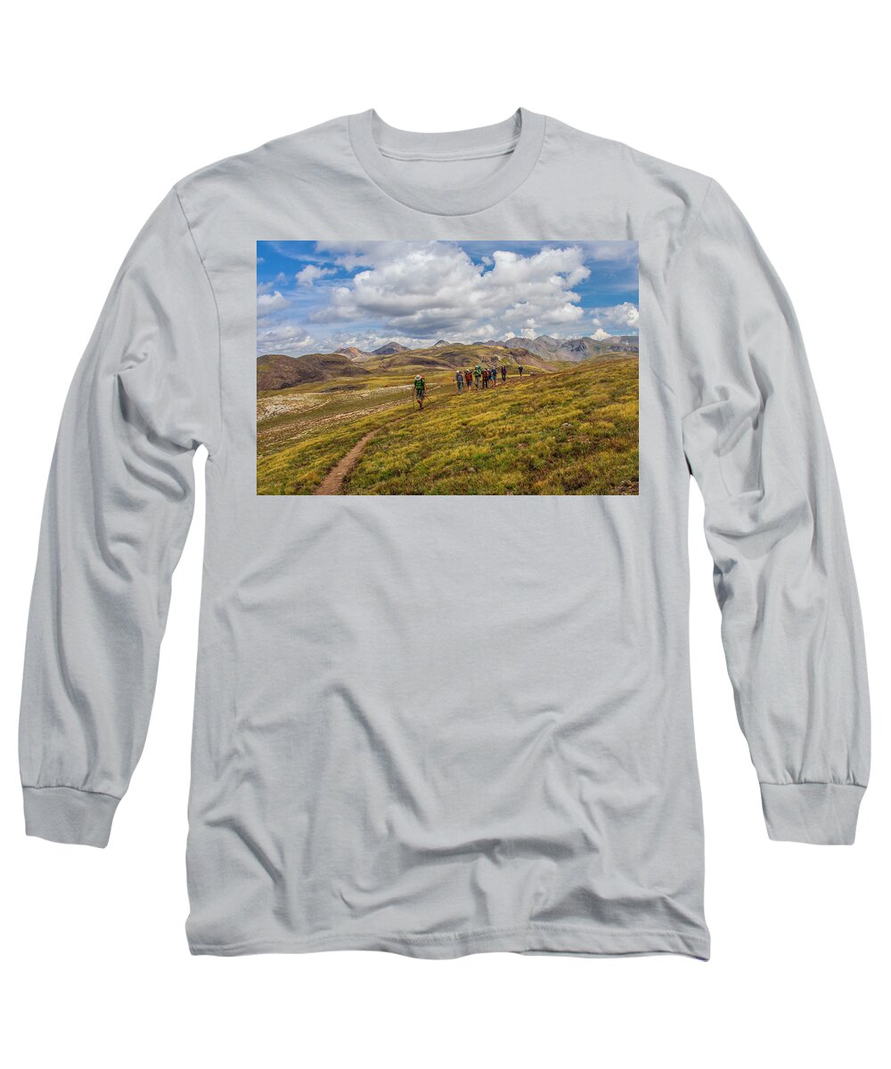 Colorado Mountain Trail Long Sleeve T-Shirt featuring the photograph Hiking at 13,000 Feet by Doug Scrima