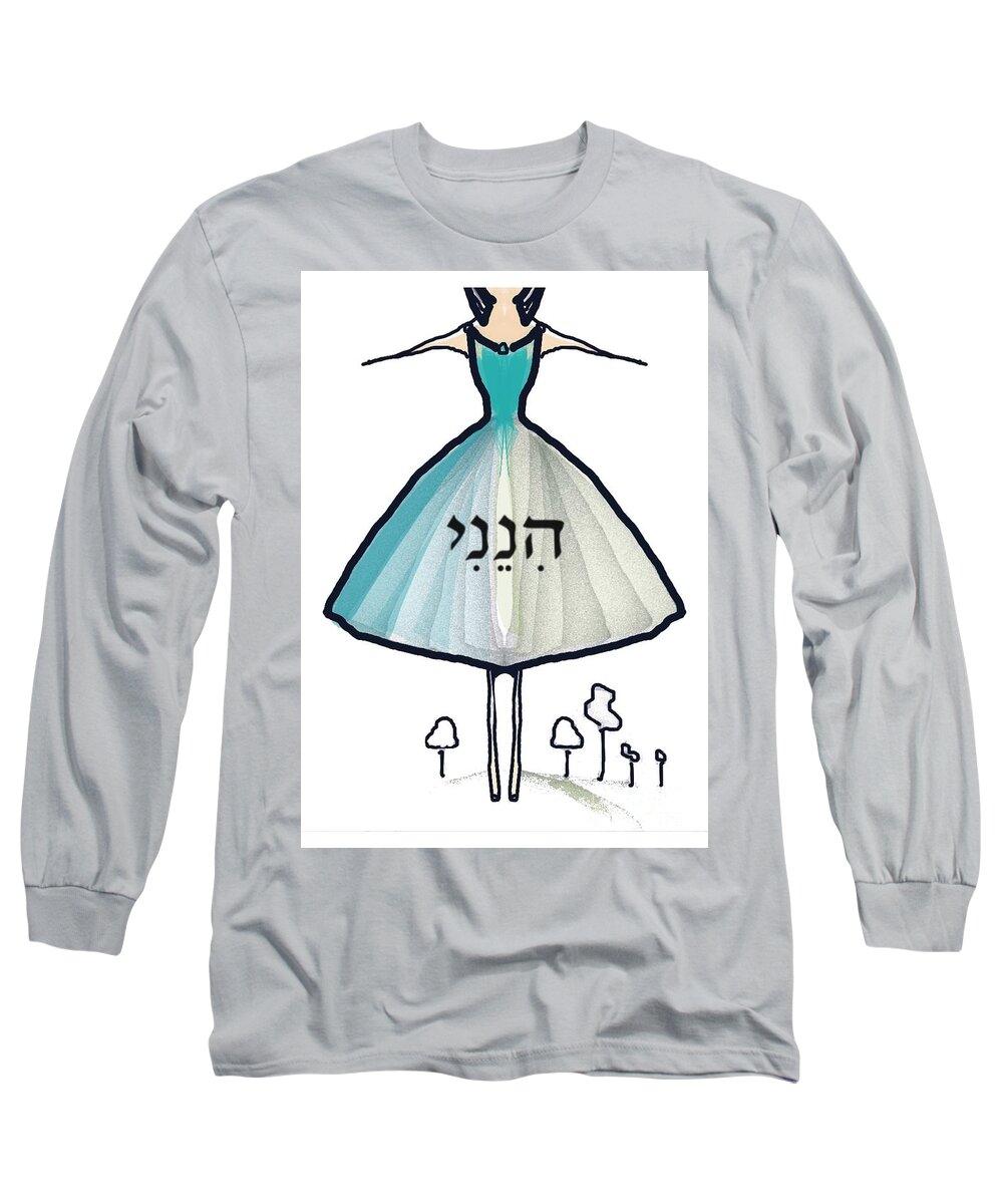  Long Sleeve T-Shirt featuring the digital art Hineni Lady by Cooky Goldblatt