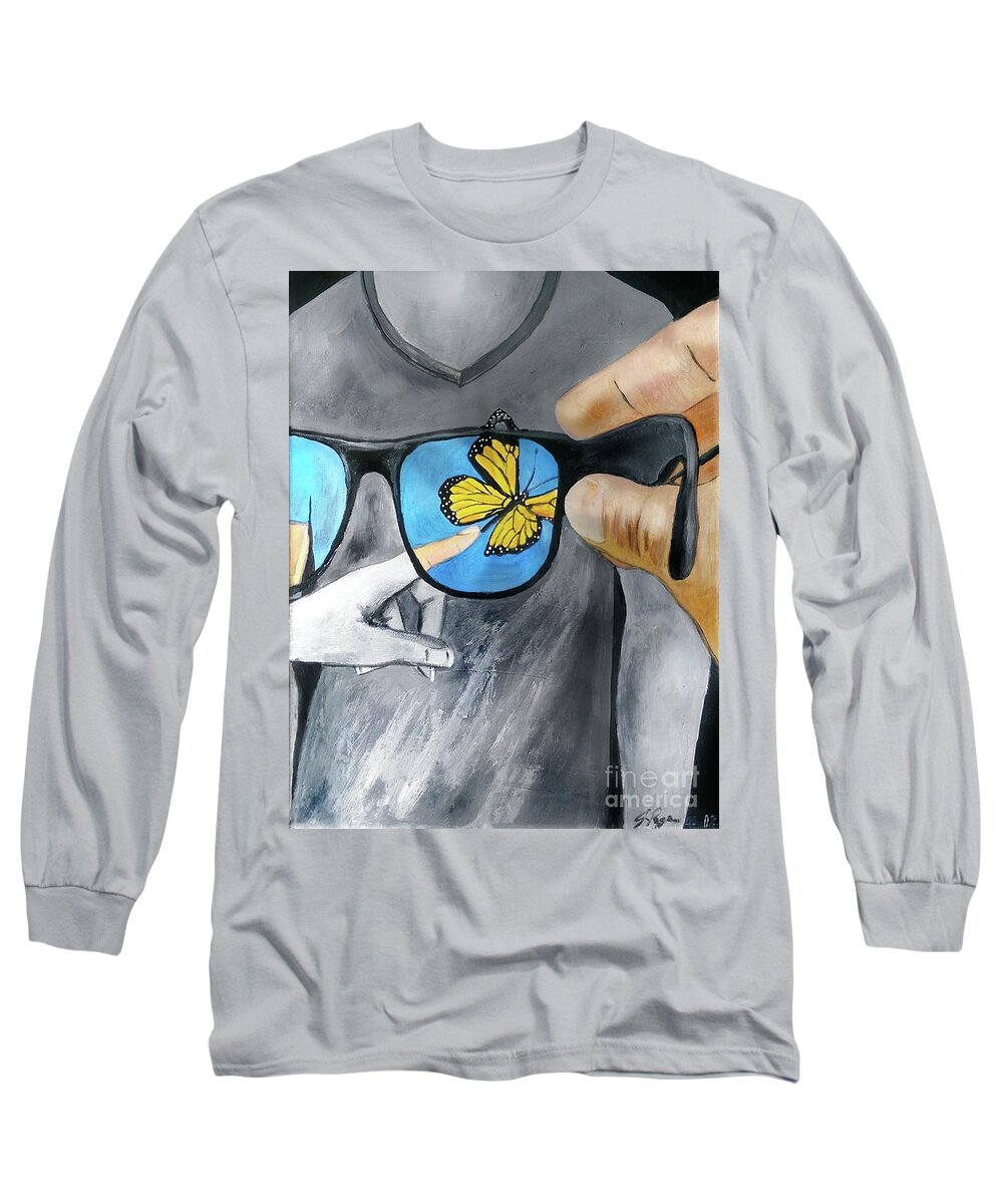 Jennifer Page Long Sleeve T-Shirt featuring the painting His Perspective by Jennifer Page
