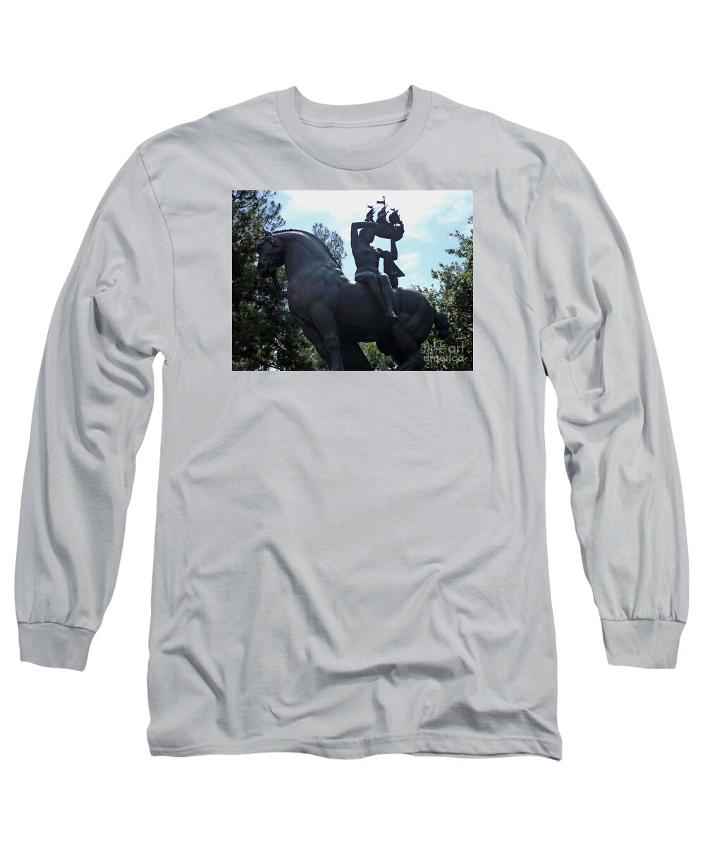 Stature Long Sleeve T-Shirt featuring the photograph Horse Statue by Francesca Mackenney