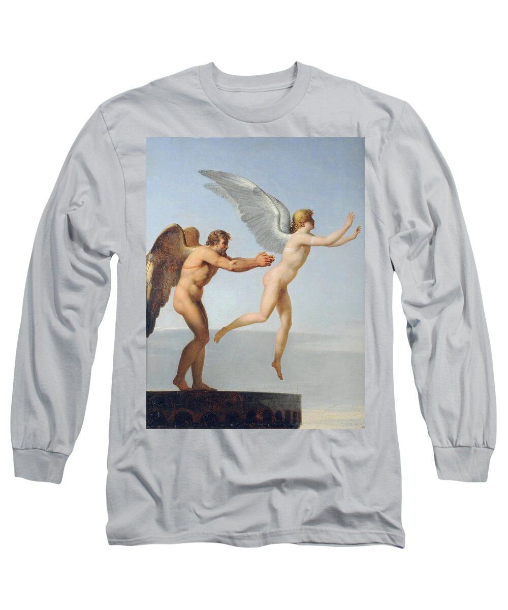 Charles Paul Landon Long Sleeve T-Shirt featuring the painting Icarus and Daedalus by Charles Paul Landon