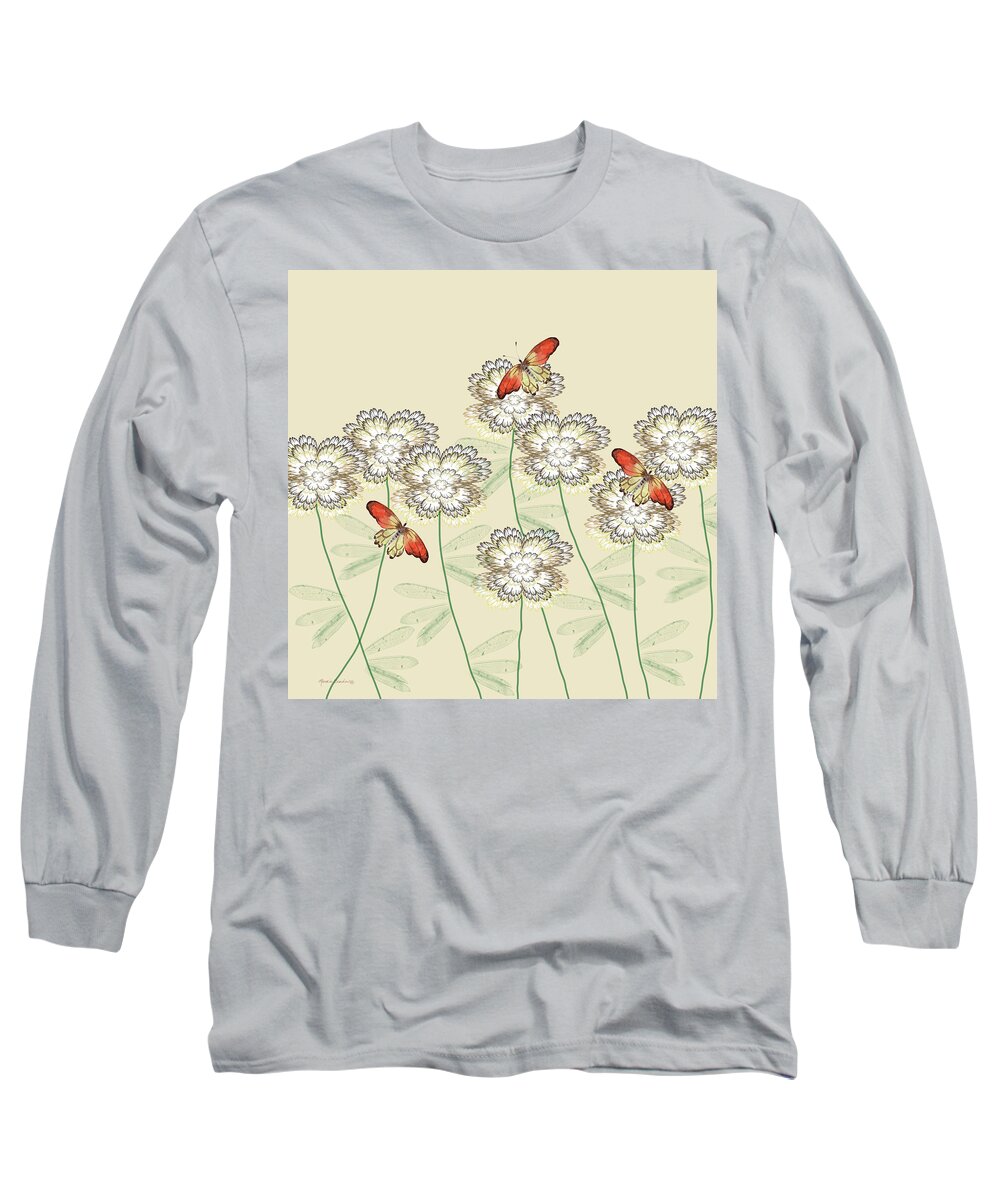 Flower Garden Long Sleeve T-Shirt featuring the mixed media Incendia Flower Garden by Rosalie Scanlon
