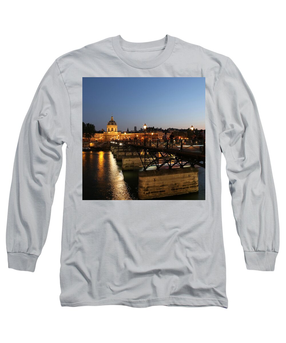 Pont Des Arts Long Sleeve T-Shirt featuring the photograph Institute of France by Andrew Fare
