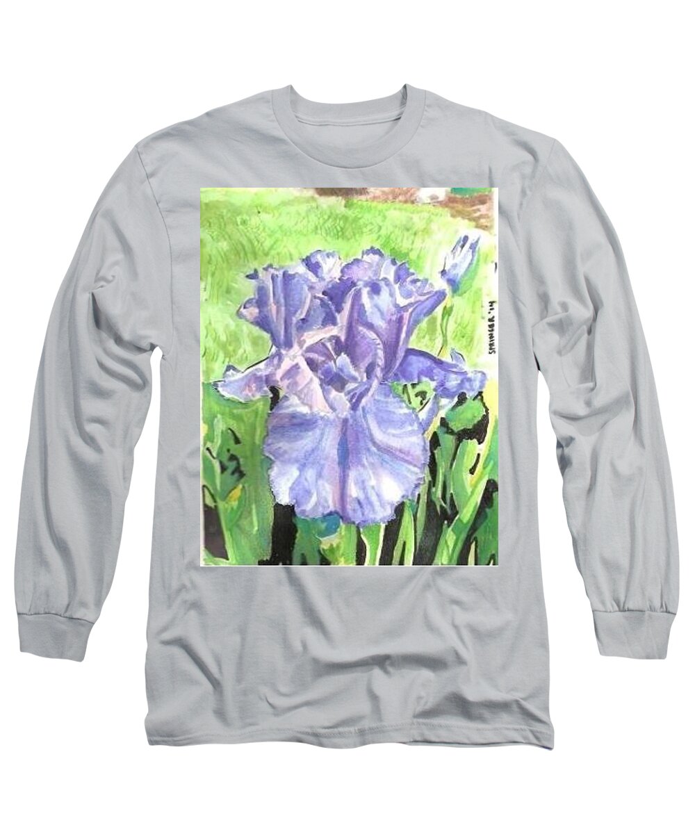 Iris Long Sleeve T-Shirt featuring the painting Iris by Gary Springer