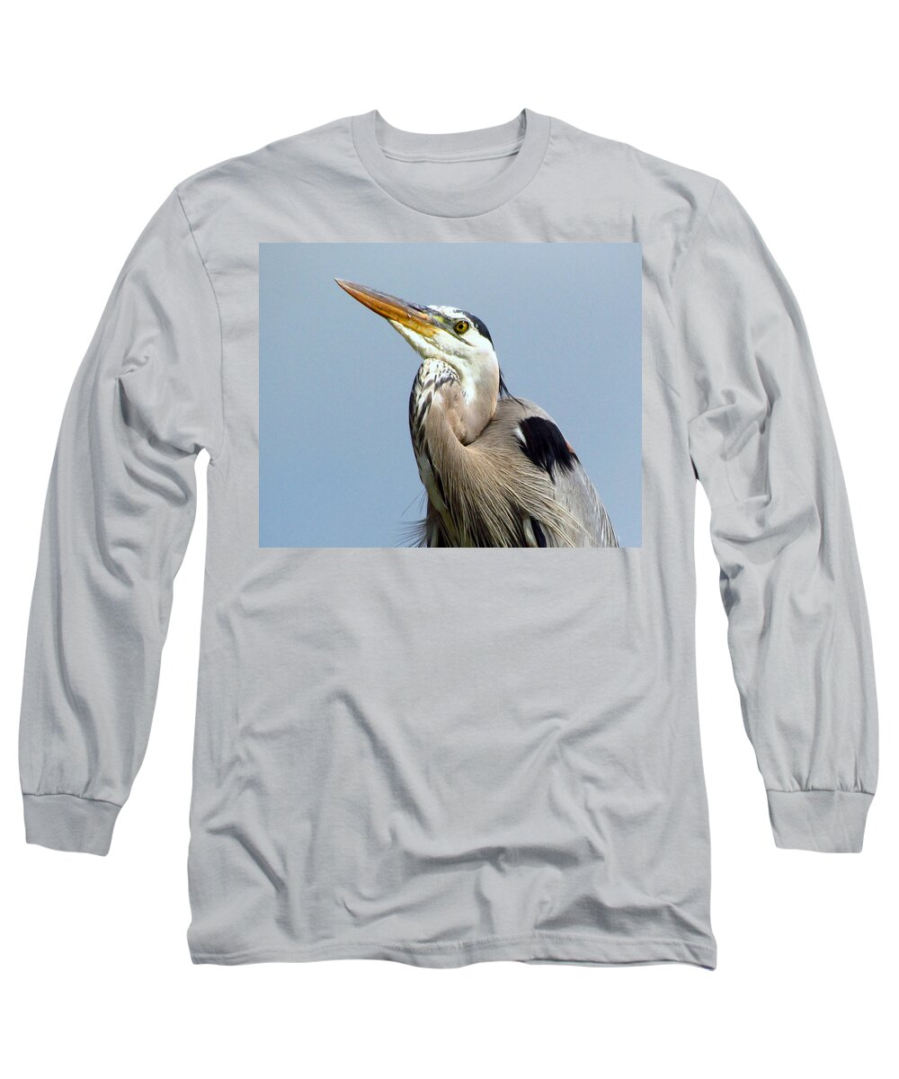 Gbh Long Sleeve T-Shirt featuring the photograph Grinning Great Blue Heron by Lori Lafargue