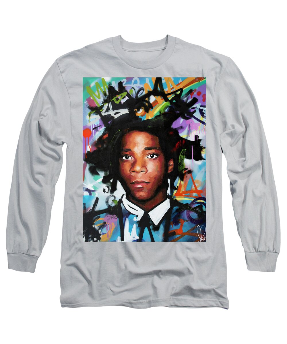 Jean Long Sleeve T-Shirt featuring the painting Jean Michel Basquiat II by Richard Day