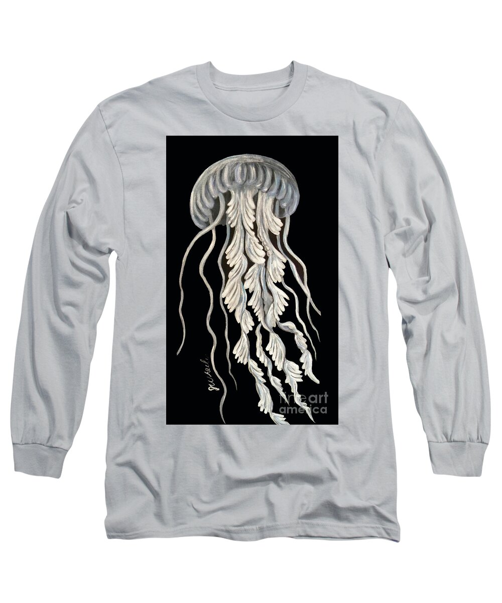 Jellyfish Long Sleeve T-Shirt featuring the painting Jellyfish by JoAnn Wheeler
