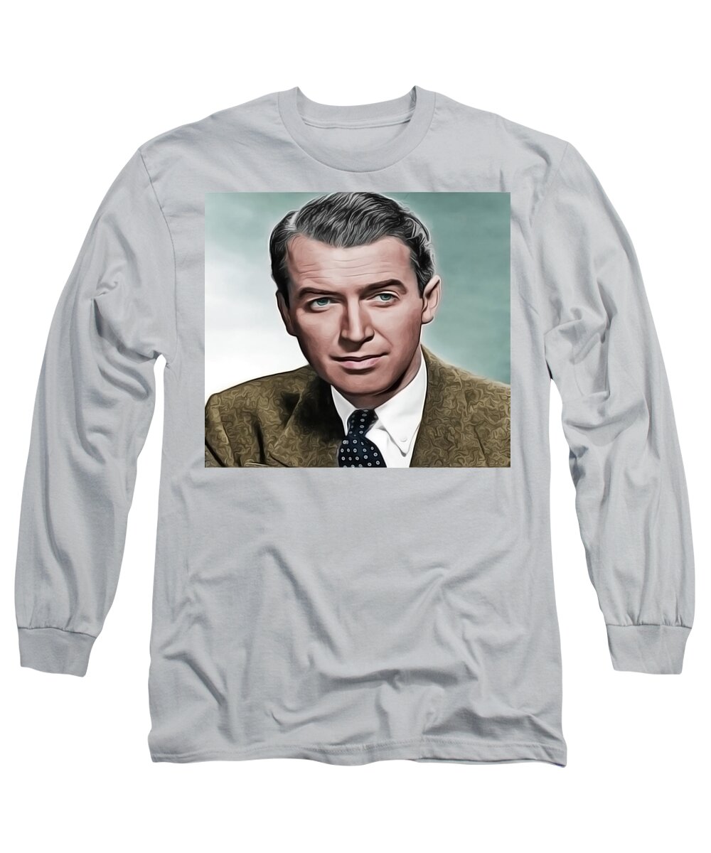 James Stewart Long Sleeve T-Shirt featuring the painting Jimmy by Harry Warrick