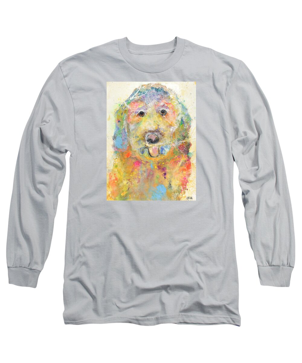 Goldendoodle Dog Long Sleeve T-Shirt featuring the painting Jozie by Kasha Ritter