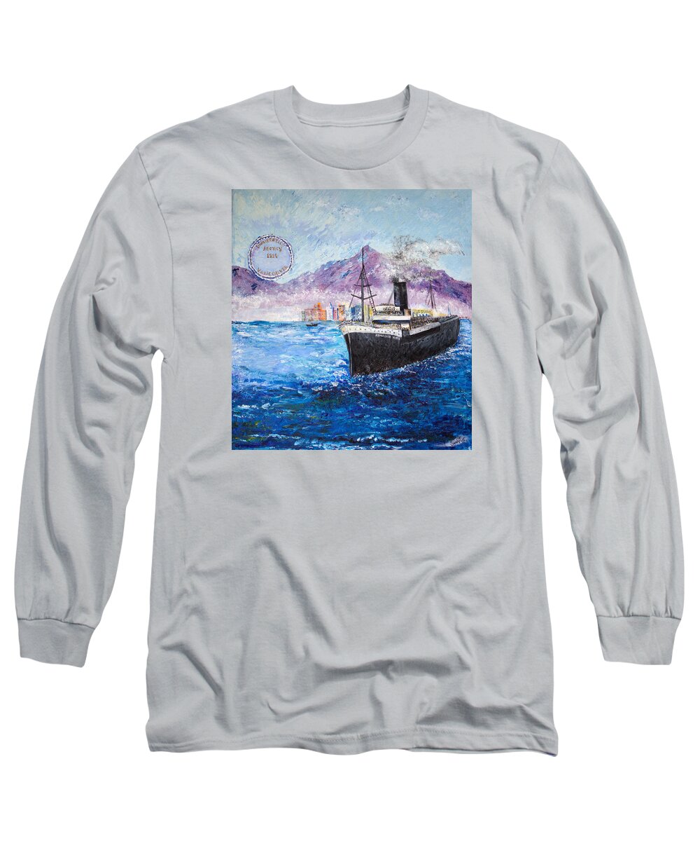 Komagata Maru Long Sleeve T-Shirt featuring the painting Komagata Maru in troubled waters by Sarabjit Singh