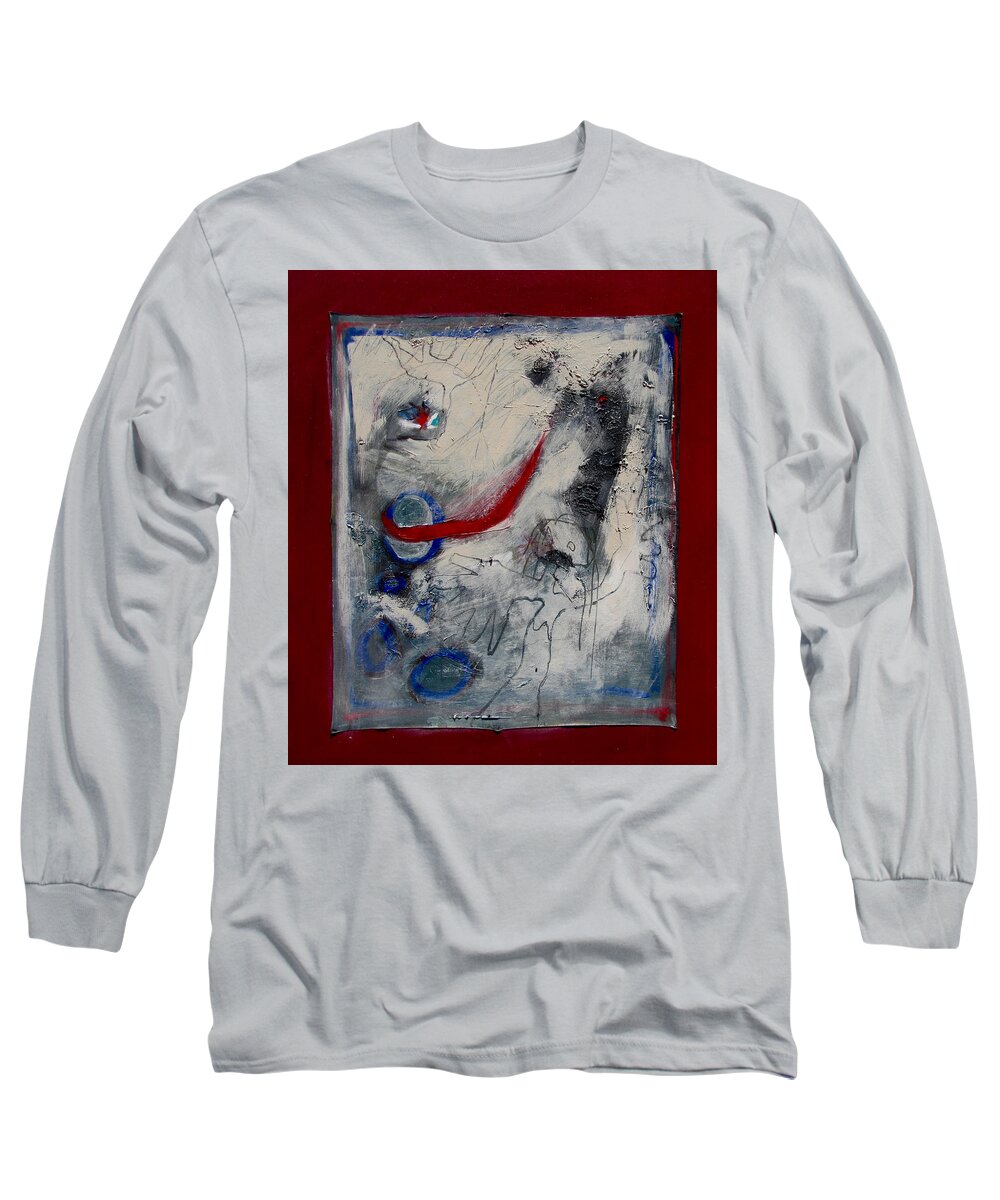 Abstract Expressionism Long Sleeve T-Shirt featuring the painting Lady Deciding by Carole Johnson