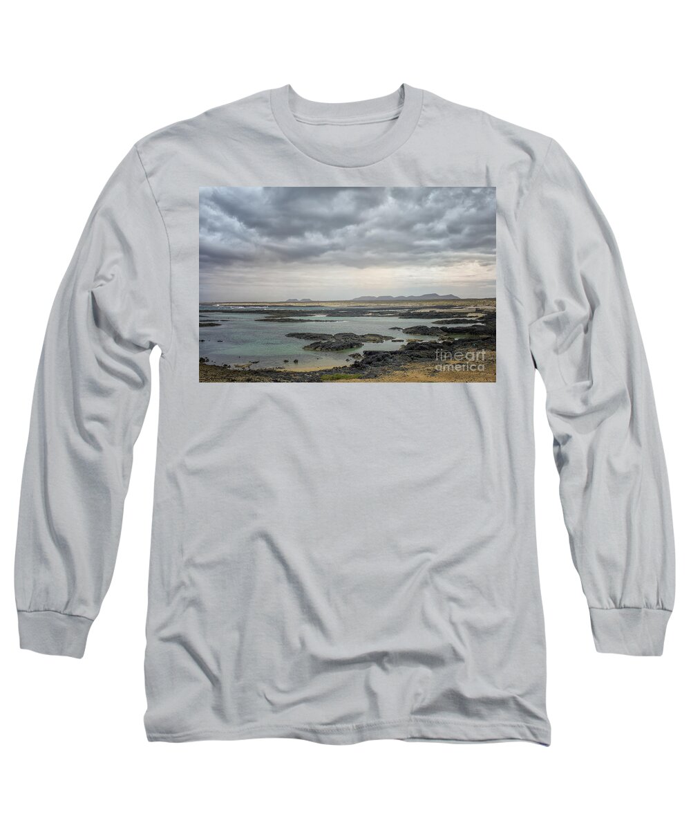 Fuerteventura Long Sleeve T-Shirt featuring the photograph Lava coast and ocean by Patricia Hofmeester