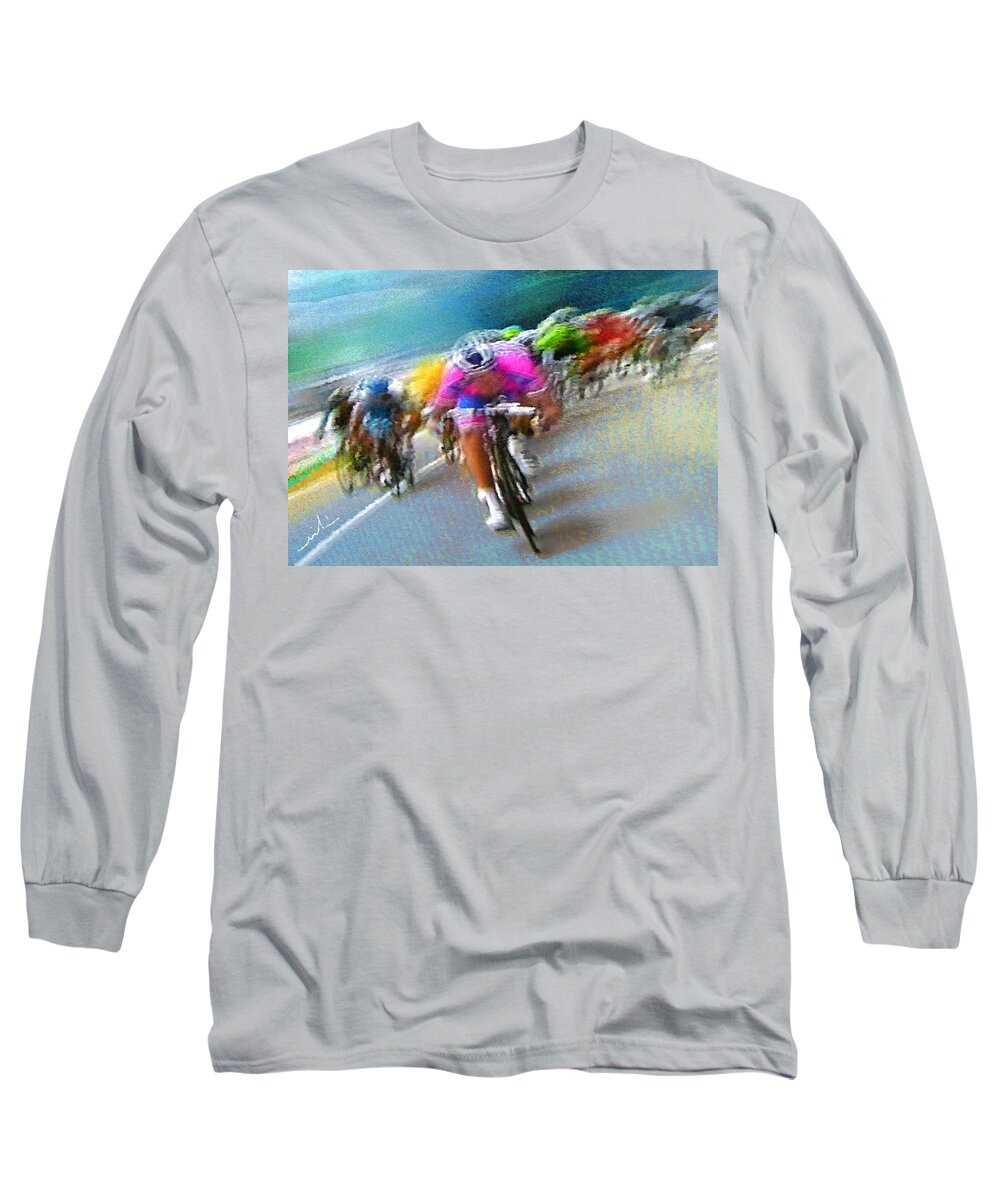 Sports Long Sleeve T-Shirt featuring the painting Le Tour de France 09 by Miki De Goodaboom