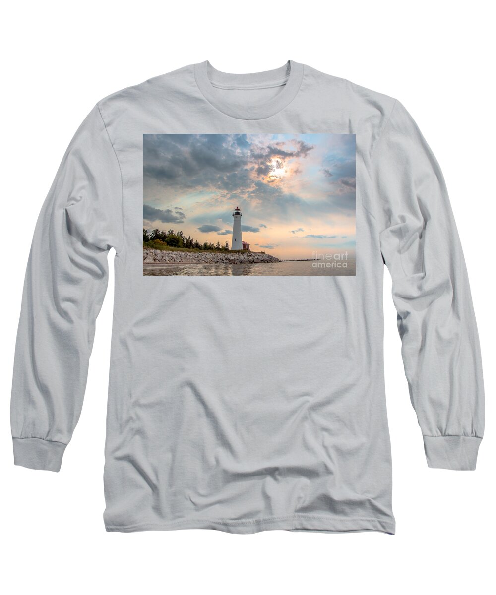 Great Lakes Lighthouses Long Sleeve T-Shirt featuring the photograph An Awe Inspiring Moment At Crisp Point Lighthouse 6970 by Norris Seward