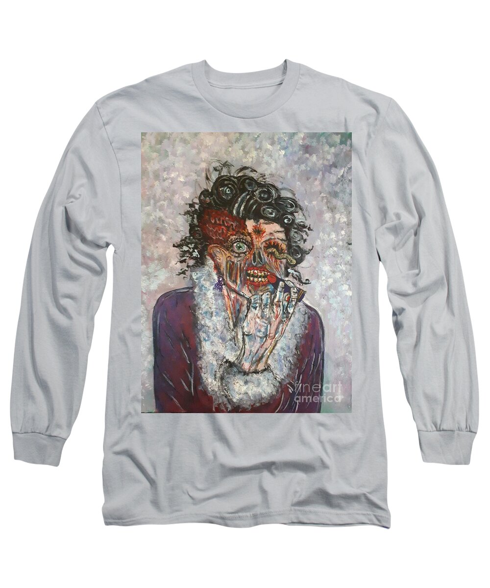Zombie Long Sleeve T-Shirt featuring the painting Lisa by Lisa Koyle