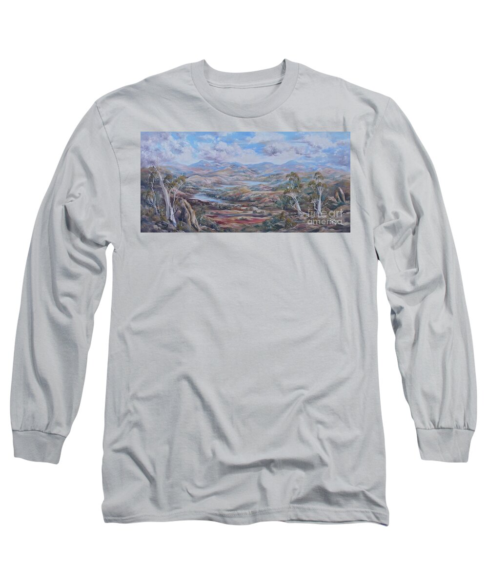 Ryn Shell Long Sleeve T-Shirt featuring the painting Living Desert Broken Hill by Ryn Shell