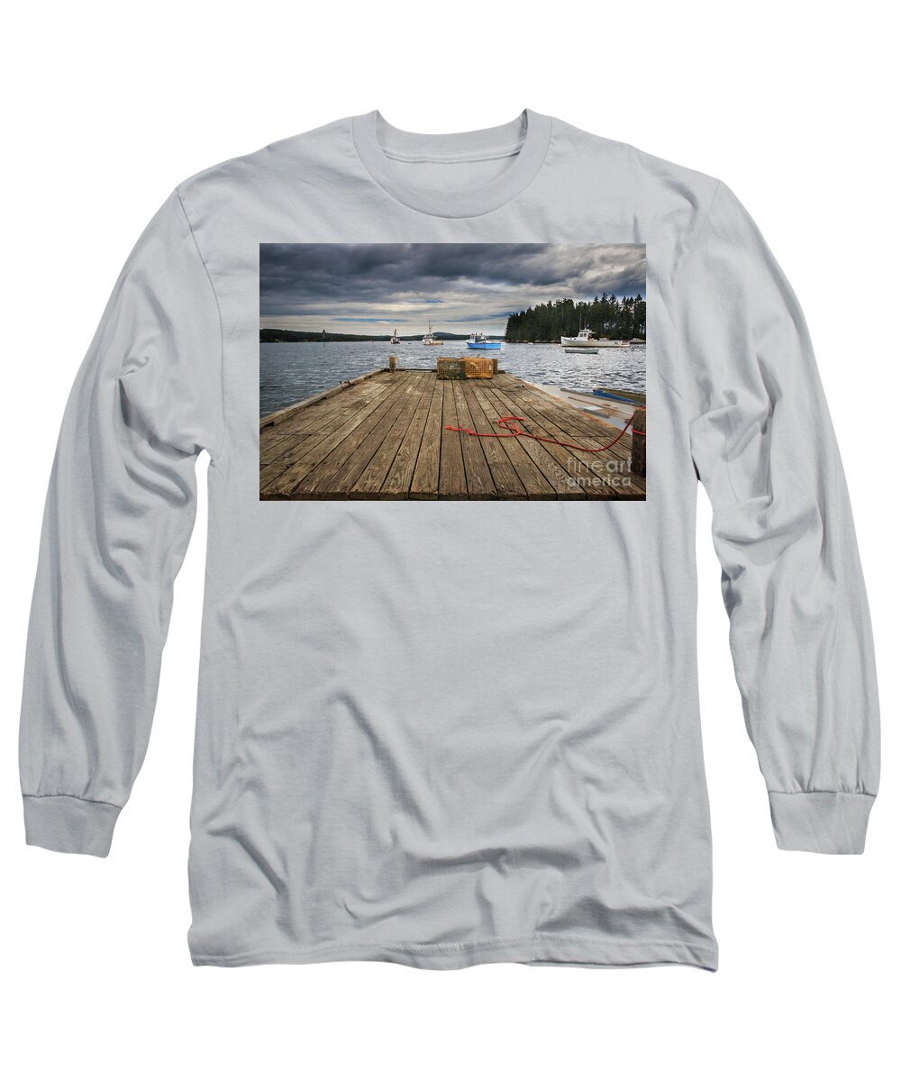 #elizabethdow Long Sleeve T-Shirt featuring the photograph Lobster Boats of Winter Harbor by Elizabeth Dow