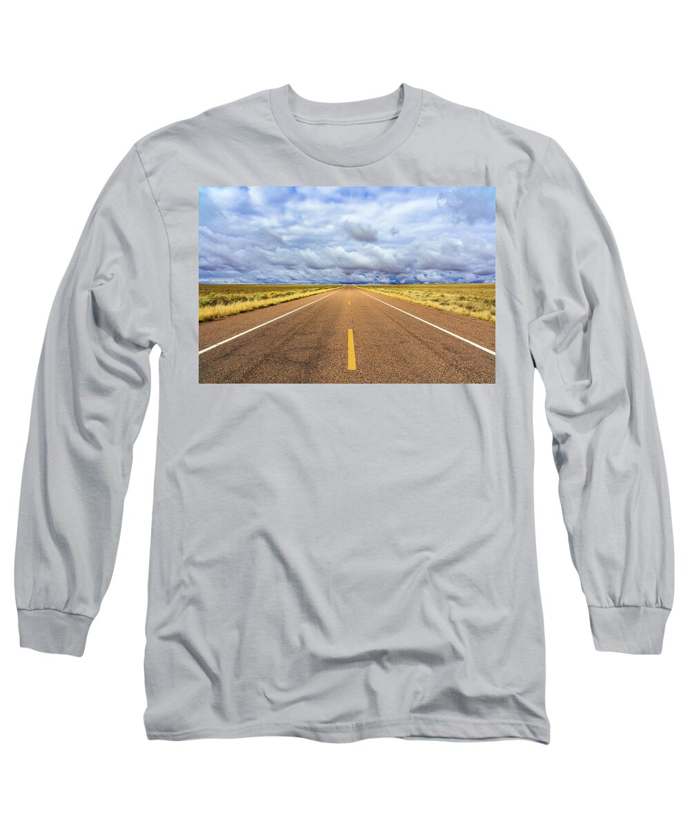 Arizona Long Sleeve T-Shirt featuring the photograph Lonely Arizona Highway by Raul Rodriguez