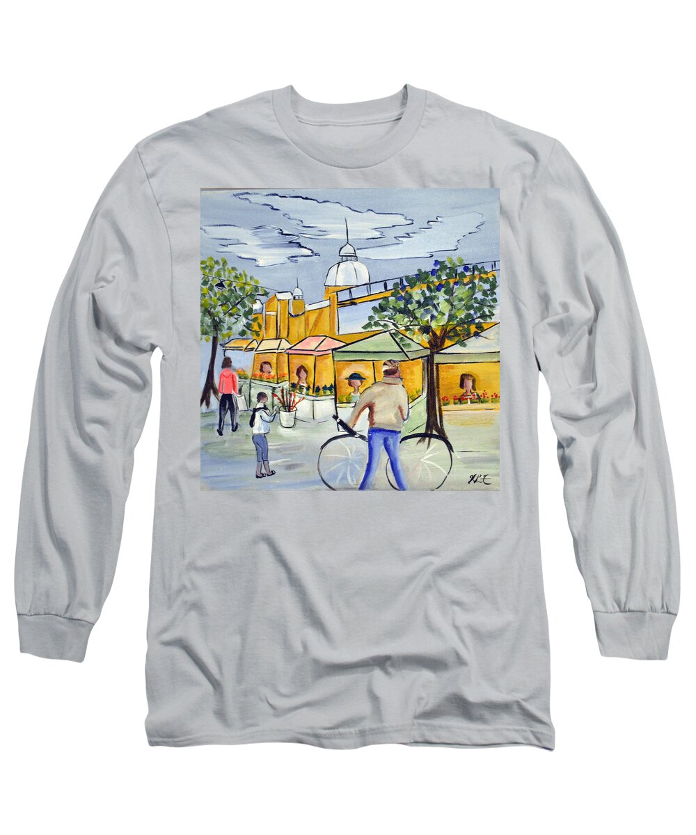 Acrylic Long Sleeve T-Shirt featuring the painting Market Day by Heather Lovat-Fraser