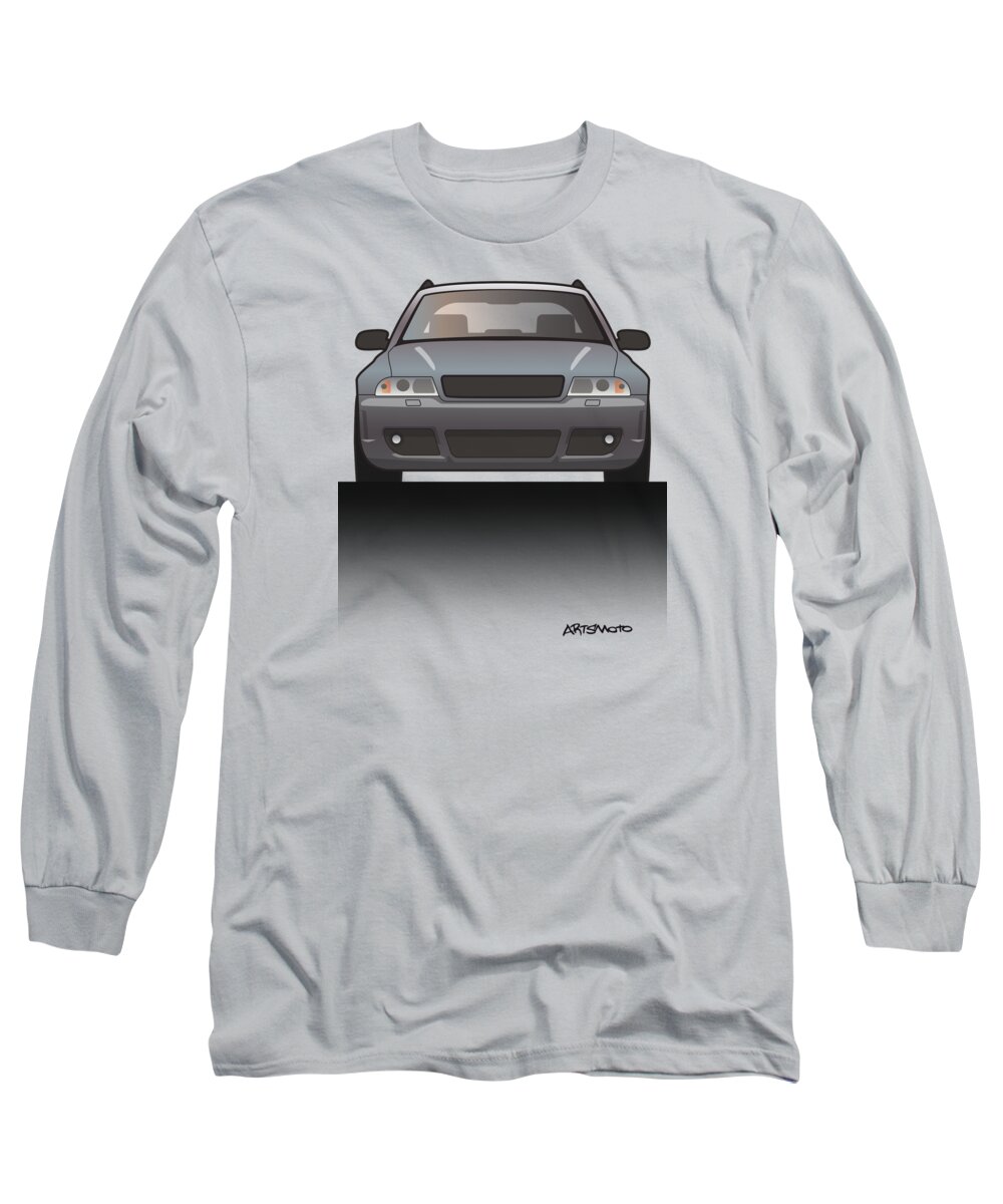 Station Wagon Long Sleeve T-Shirt featuring the digital art Modern Euro Icons Car Series Audi Rs4 A4 Avant Quattro B5 Split by Tom Mayer II Monkey Crisis On Mars