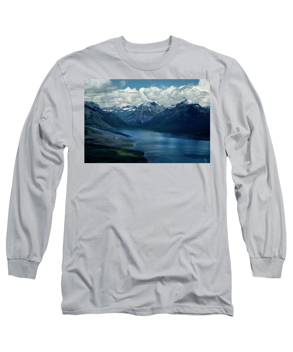 Mountains Long Sleeve T-Shirt featuring the photograph Montana Mountain Vista and Lake by David Chasey