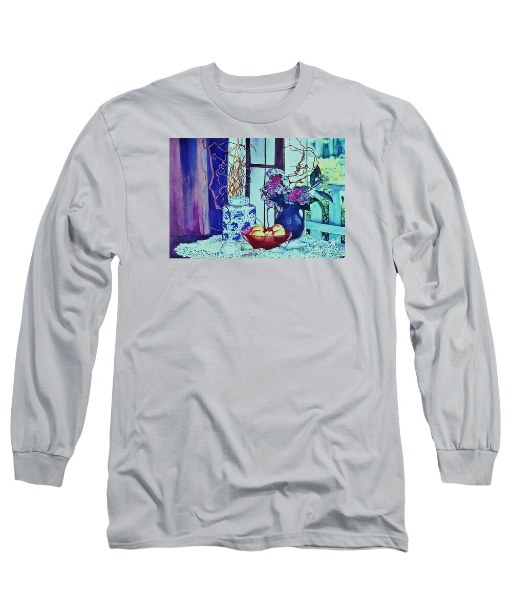 Cynthia Pride Watercolor Paintings Long Sleeve T-Shirt featuring the painting Moody Blues by Cynthia Pride