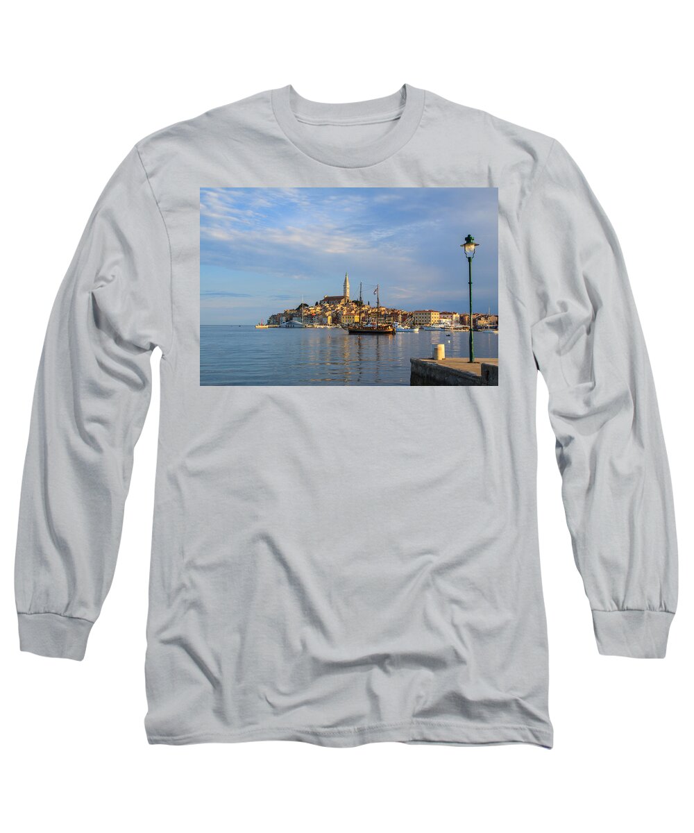 Seascape Long Sleeve T-Shirt featuring the photograph Morning aquarelle in Rovinj by Davorin Mance
