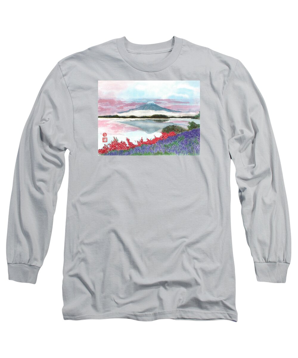 Japanese Long Sleeve T-Shirt featuring the painting Mt. Fuji Morning by Terri Harris