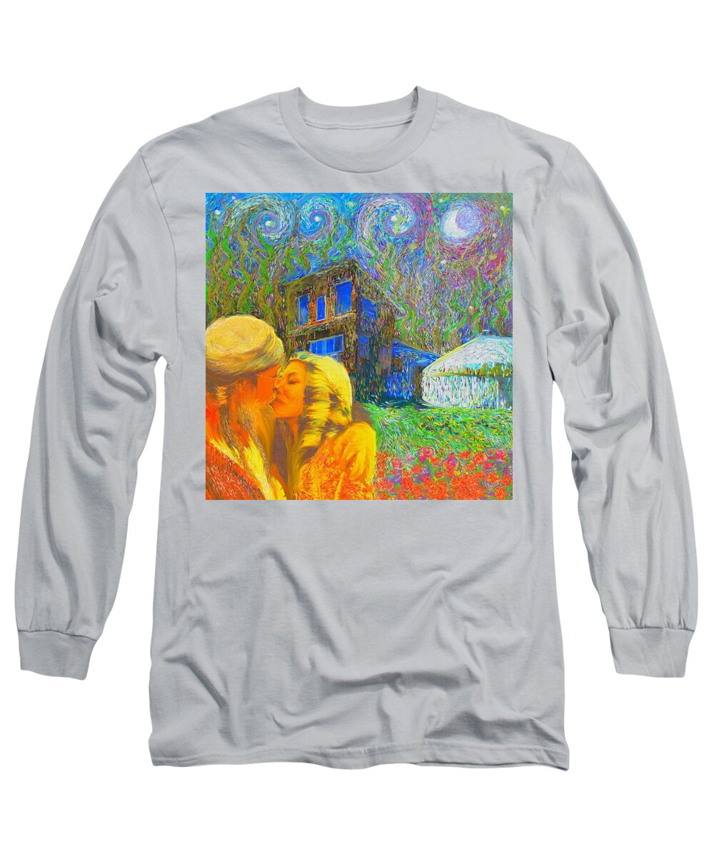 Impressionist Long Sleeve T-Shirt featuring the painting Nalnee and James by Hidden Mountain