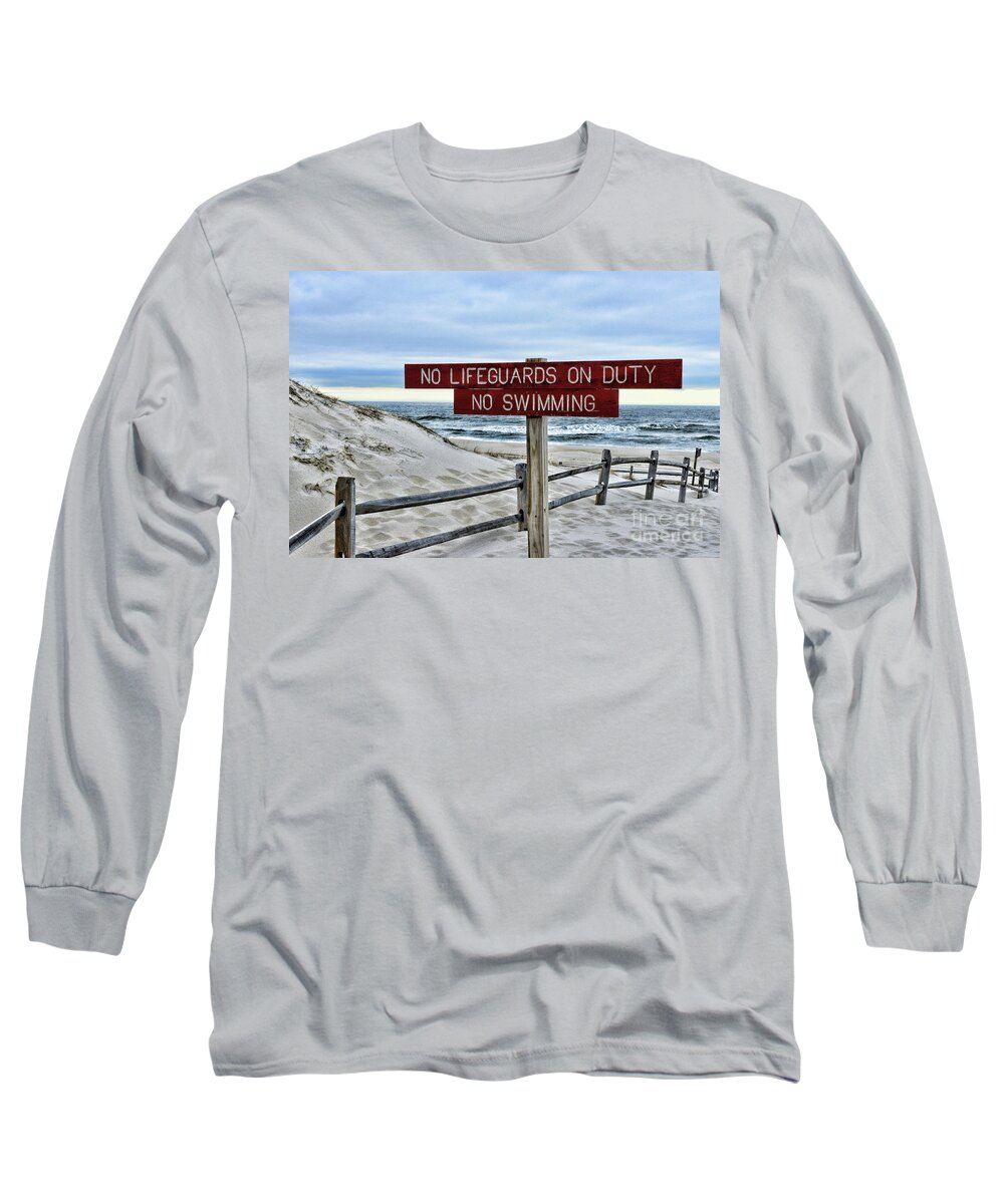 Paul Ward Long Sleeve T-Shirt featuring the photograph No Lifeguards on Duty by Paul Ward