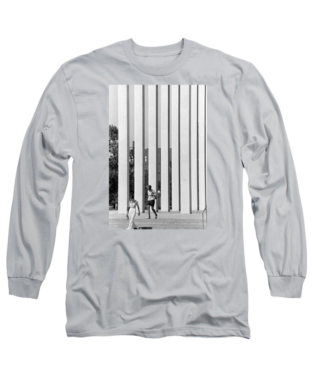 Actions Long Sleeve T-Shirt featuring the photograph Northwestern National Life columns by Mike Evangelist