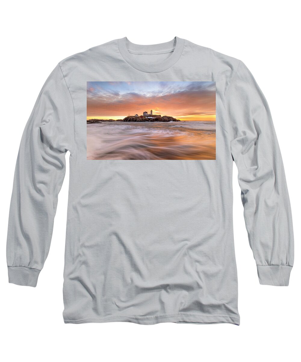 Nubble Lighthouse Long Sleeve T-Shirt featuring the photograph Nubble Lighthouse by Rob Davies