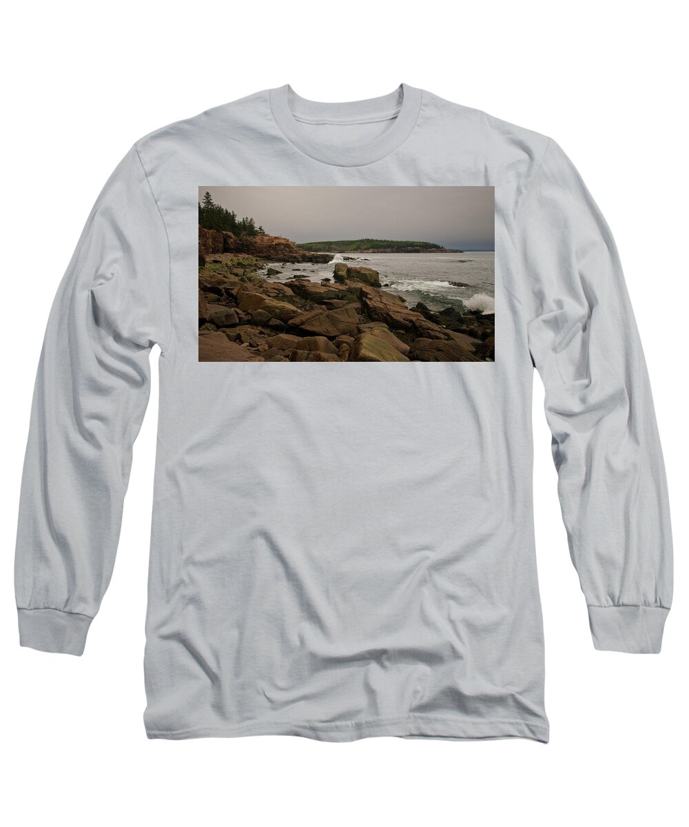 rocky Shores Of Acadia Long Sleeve T-Shirt featuring the photograph On the Shore by Paul Mangold