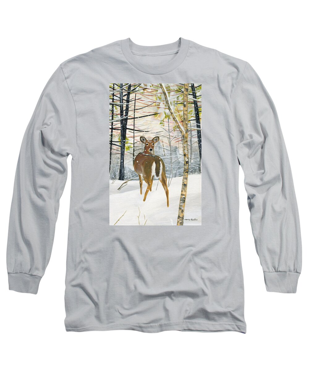 Animal Long Sleeve T-Shirt featuring the painting On The Trail by Harry Moulton