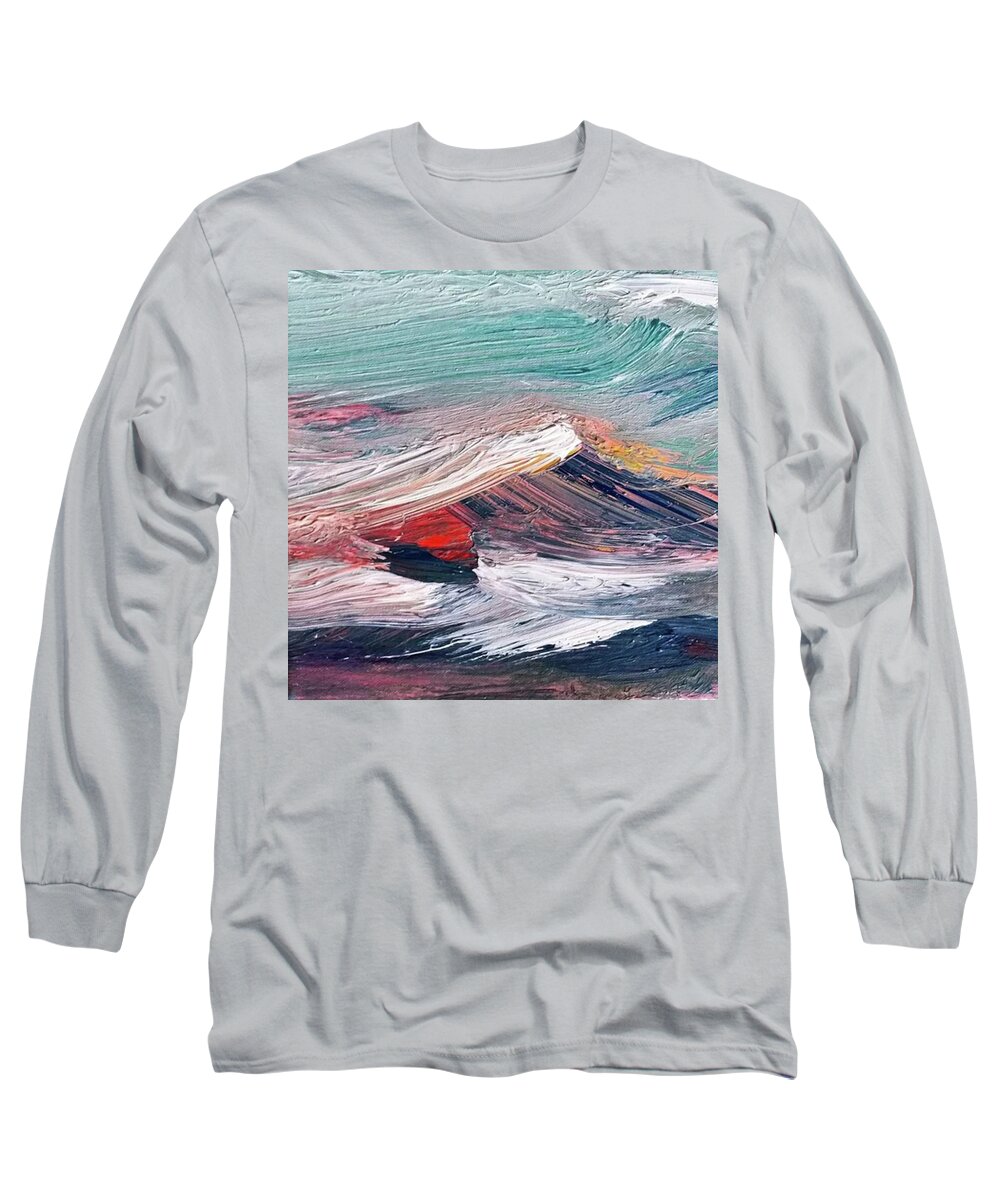 Mountain Long Sleeve T-Shirt featuring the painting Wave Mountain by Christian Ruckerbauer