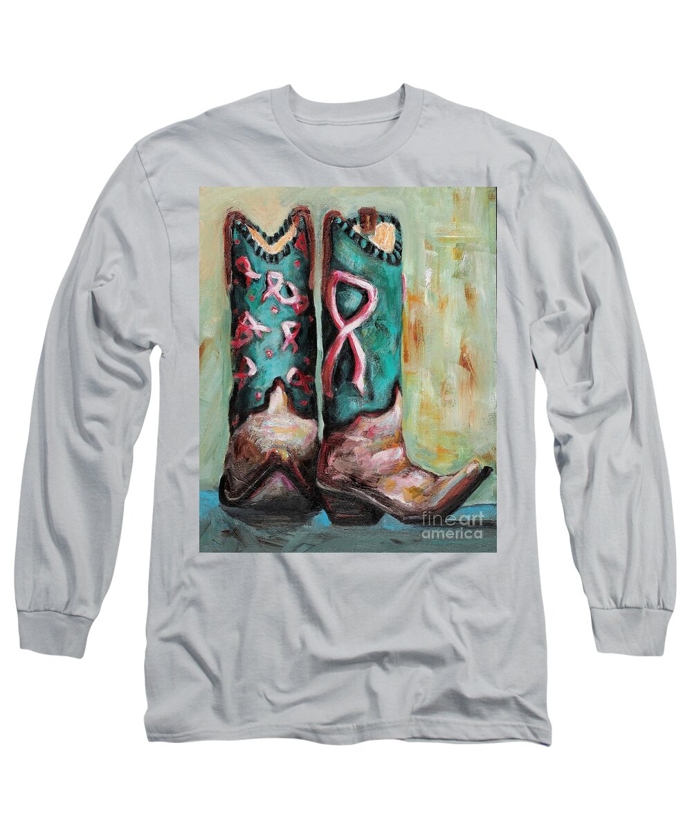 Western Art Long Sleeve T-Shirt featuring the painting One Size Fits All by Frances Marino