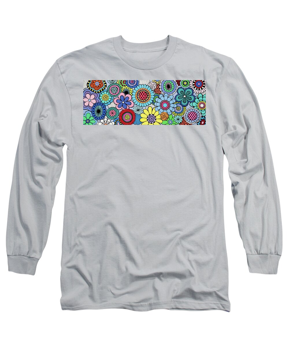 Flowers Long Sleeve T-Shirt featuring the painting One Yellow Bloom by Beth Ann Scott