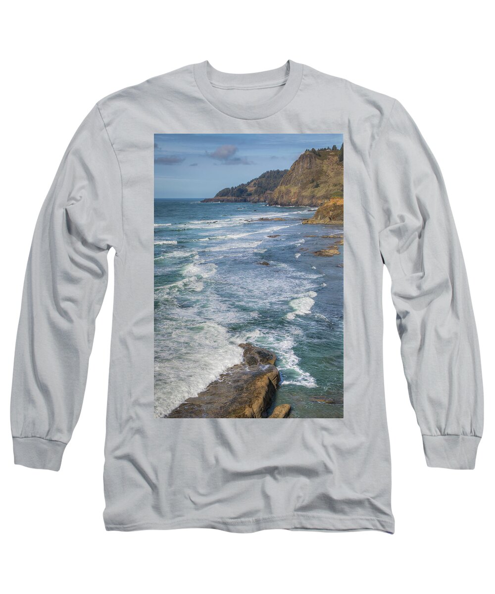Oregon Seascape Long Sleeve T-Shirt featuring the photograph Otter Crest - Vertical 0769 by Kristina Rinell
