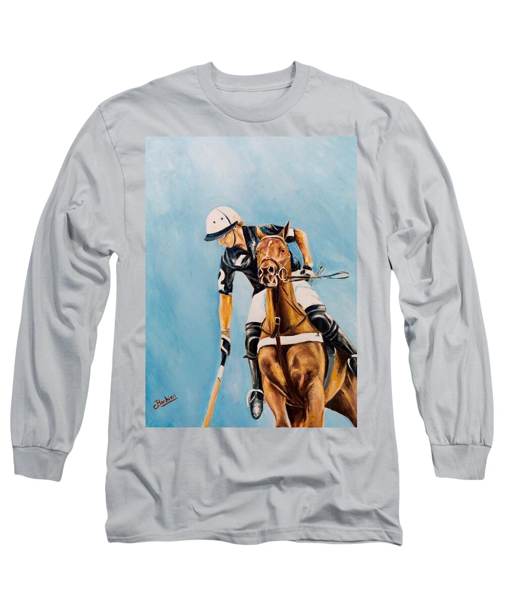 Polo Long Sleeve T-Shirt featuring the painting Partido by Carlos Jose Barbieri