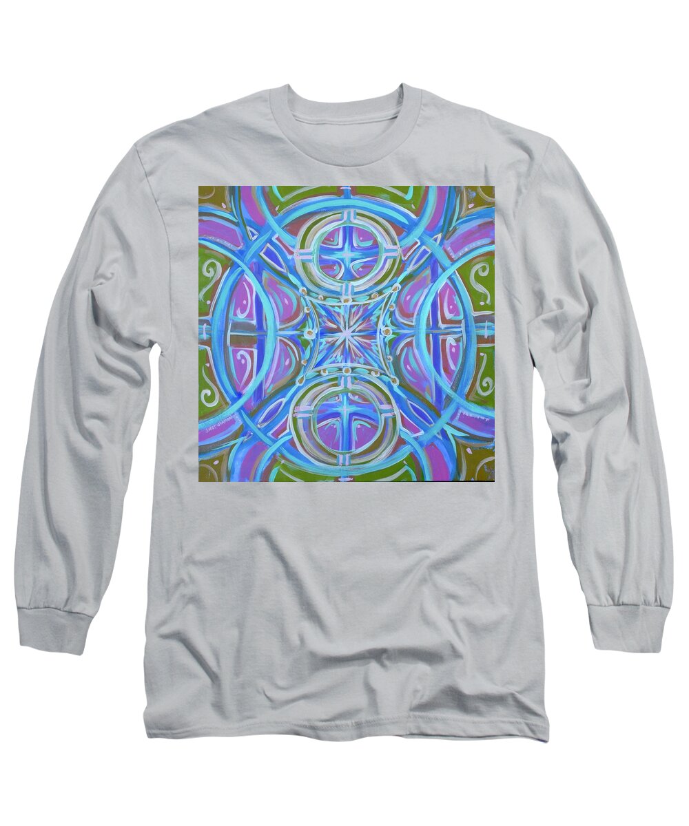 Abstract Long Sleeve T-Shirt featuring the painting Peaceful Patience by Jeanette Jarmon