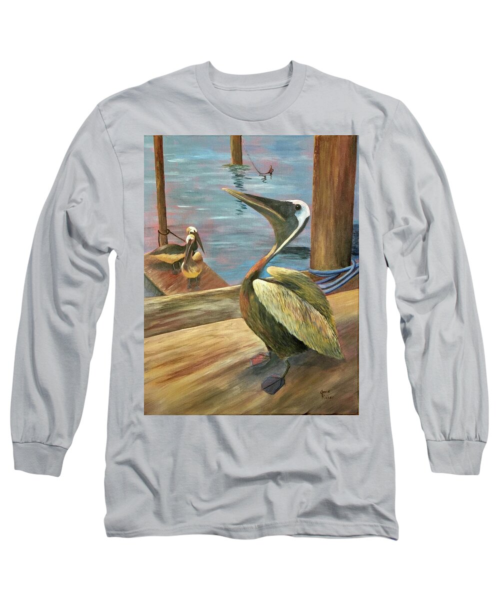 Pelica Long Sleeve T-Shirt featuring the painting Pelican Pride by Jane Ricker